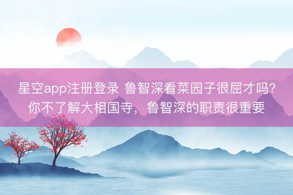 星空app注册登录 鲁智深看菜园子很屈才吗?你不了解大相国寺,鲁智深的职责很重要