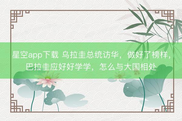 星空app下载 乌拉圭总统访华,做好了榜样,巴拉圭应好好学学,怎么与大国相处