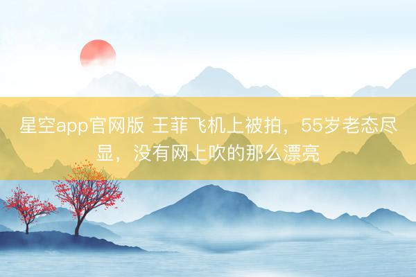 星空app官网版 王菲飞机上被拍，55岁老态尽显，没有网上吹的那么漂亮