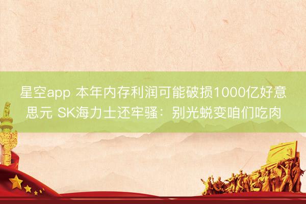 星空app 本年内存利润可能破损1000亿好意思元 SK海力士还牢骚：别光蜕变咱们吃肉