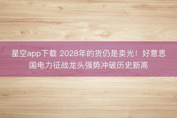 星空app下载 2028年的货仍是卖光！好意思国电力征战龙头强势冲破历史新高
