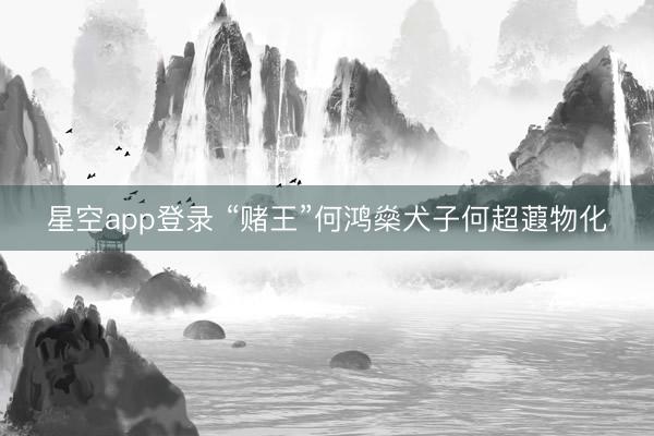 星空app登录 “赌王”何鸿燊犬子何超蕸物化