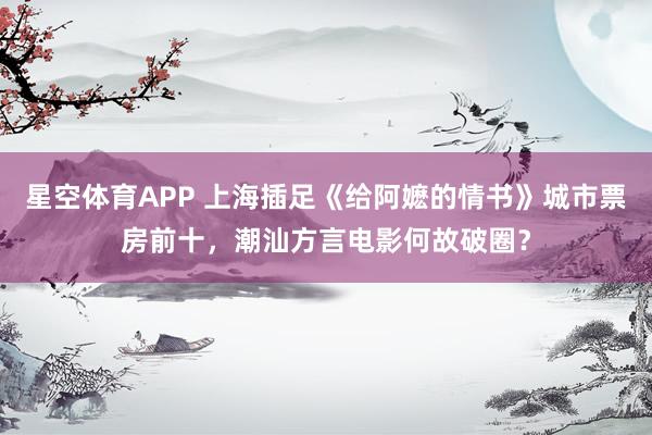 星空体育APP 上海插足《给阿嬷的情书》城市票房前十,潮汕方言电影何故破圈?