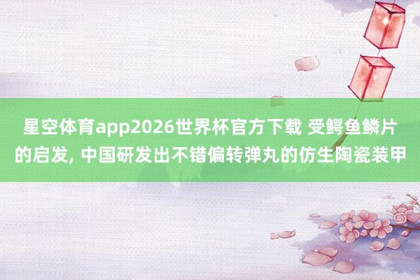 星空体育app2026世界杯官方下载 受鳄鱼鳞片的启发, 中国研发出不错偏转弹丸的仿生陶瓷装甲