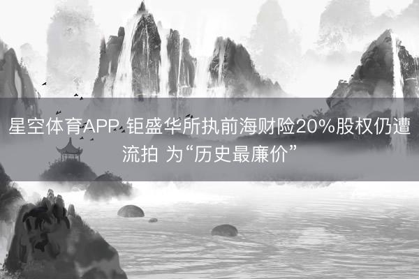 星空体育APP 钜盛华所执前海财险20%股权仍遭流拍 为“历史最廉价”