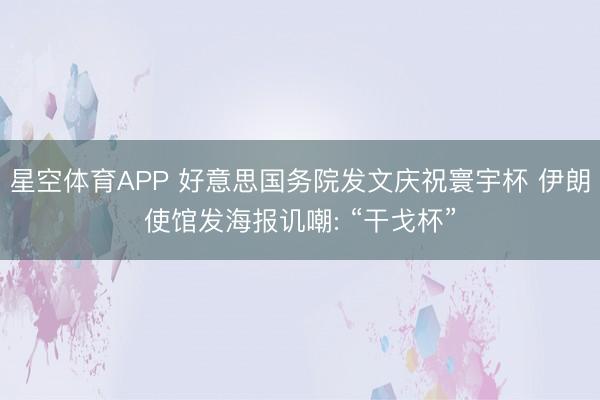 星空体育APP 好意思国务院发文庆祝寰宇杯 伊朗使馆发海报讥嘲: “干戈杯”