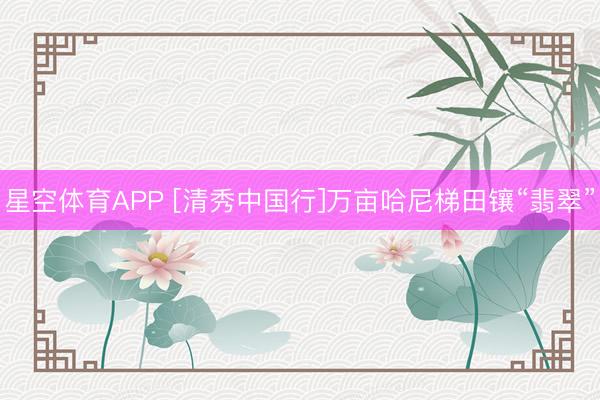 星空体育APP [清秀中国行]万亩哈尼梯田镶“翡翠”